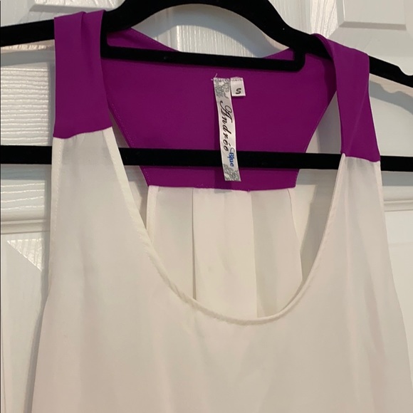Cross Back Magenta Color Block Tank- S - Picture 3 of 5